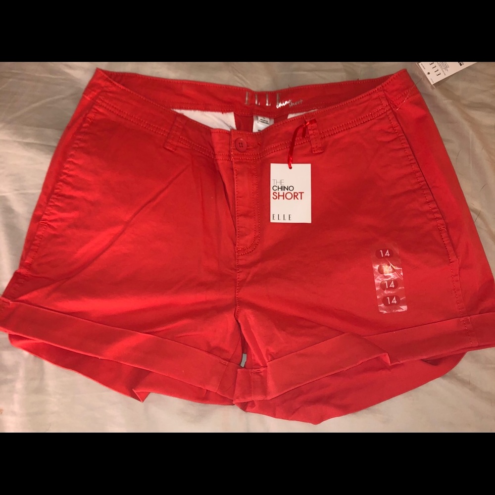 E.L.L.E. Everyday, coral shorts.